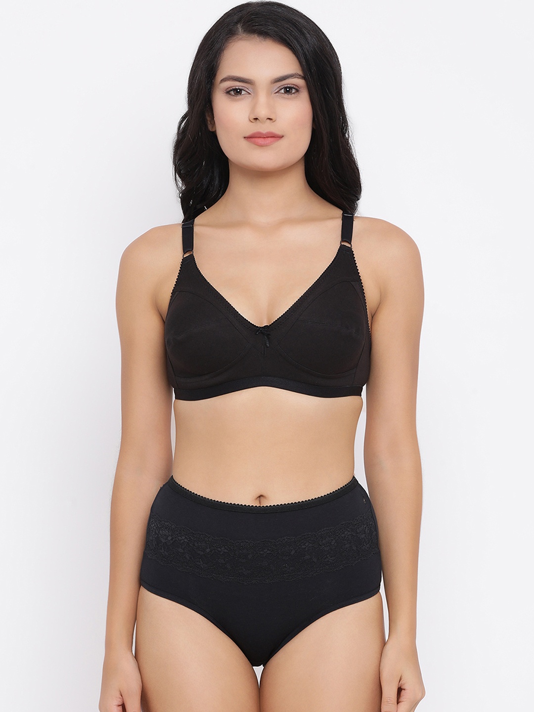 

Clovia Women Black Solid Lingerie Set COMBBP29132B