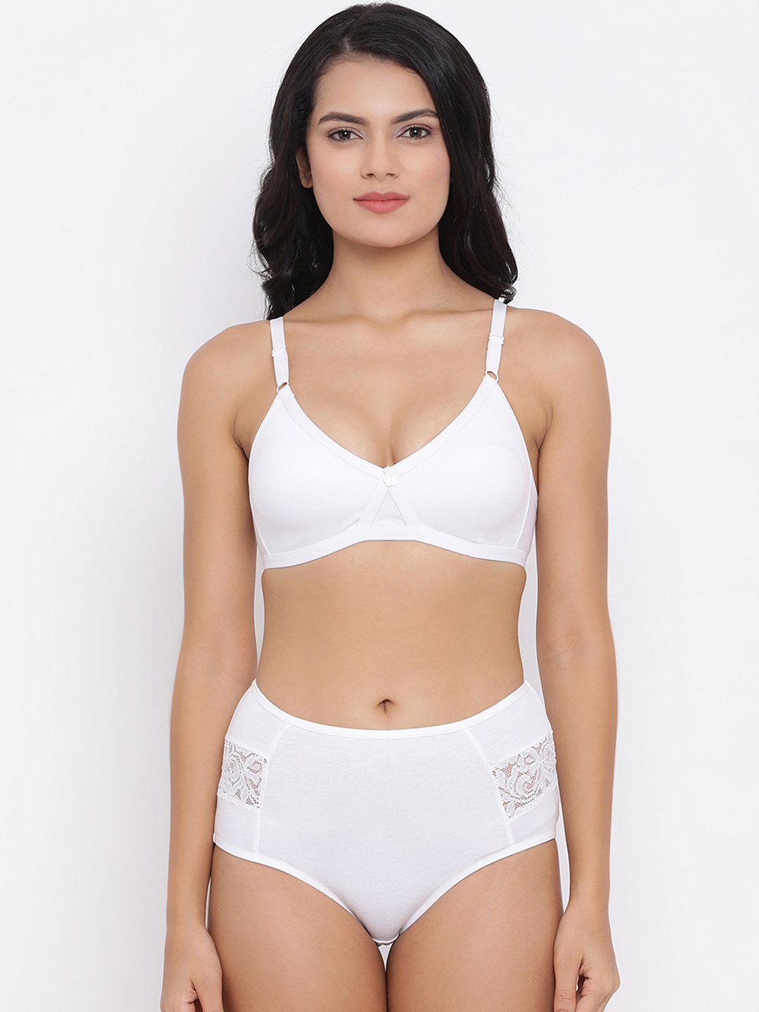

Clovia Women White Solid Lingerie Set COMBBP37832B