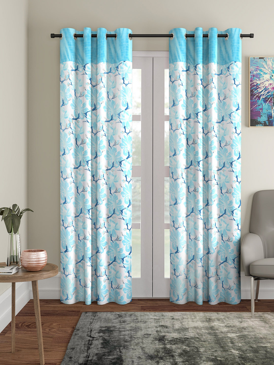 

Cortina Blue & White Set of 2 Long Door Curtains