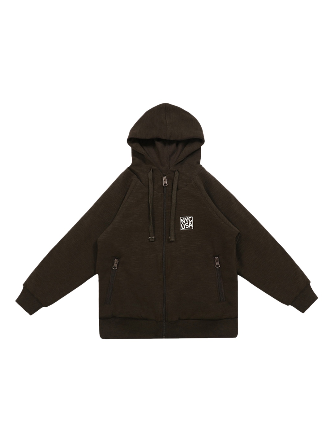 

Lil Tomatoes Boys Olive Brown Solid Hooded Sweatshirt