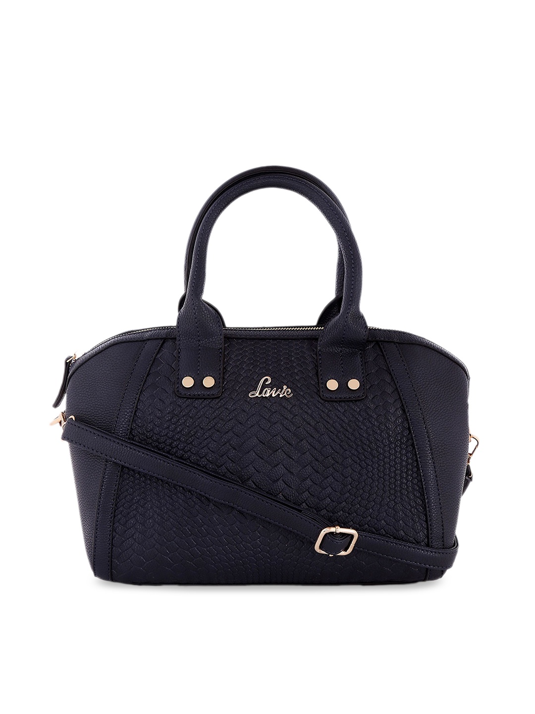 

Lavie Navy Blue Embellished Handheld Bag