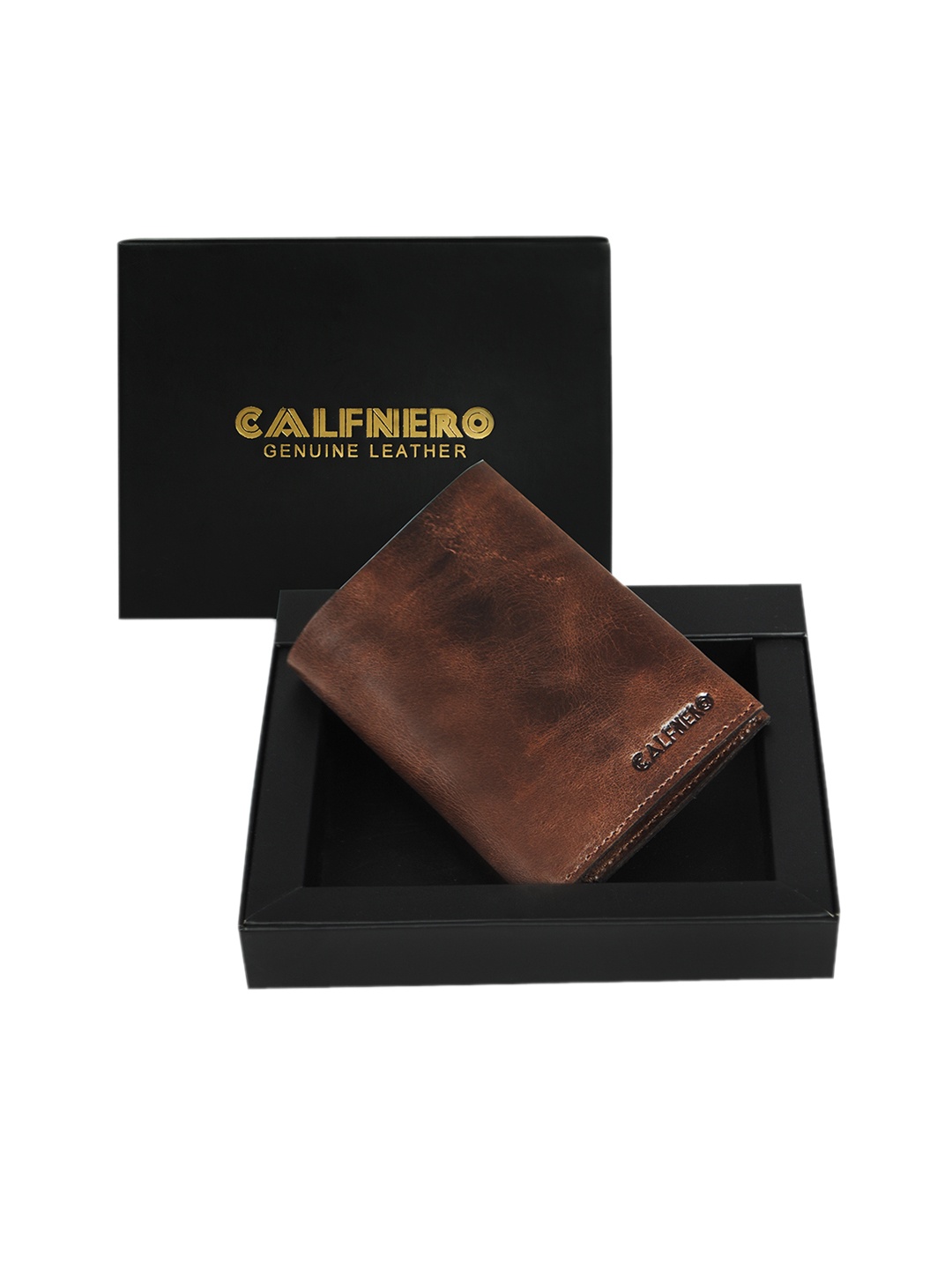 

CALFNERO Men Brown Solid Two Fold Leather Wallet