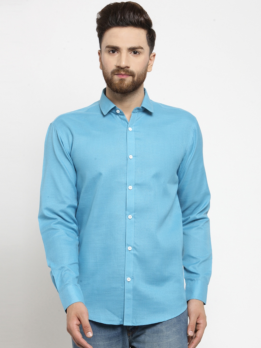 

JAINISH Men Turquoise Blue Classic Regular Fit Solid Casual Shirt