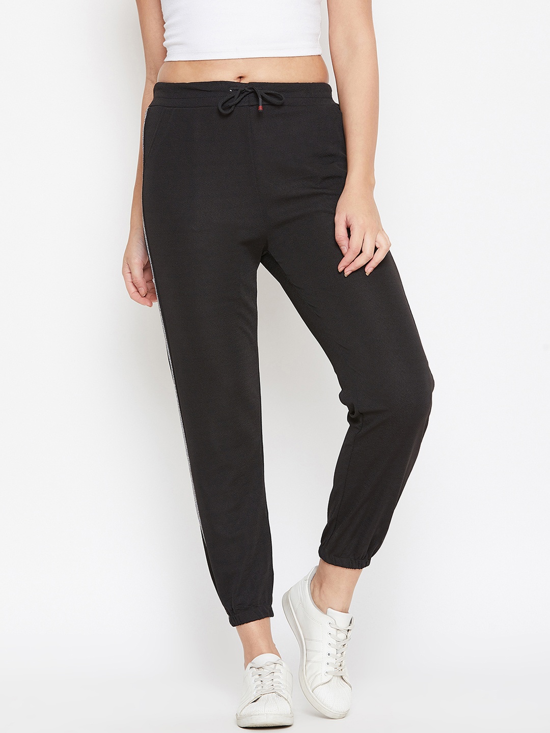 

Camey Women Black Solid Pure Silk Sports Slim Fit Joggers