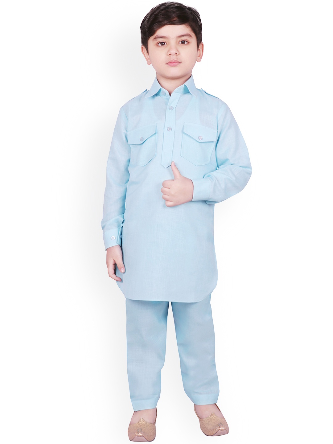 

SG YUVRAJ Boys Blue Solid Kurta with Pyjamas