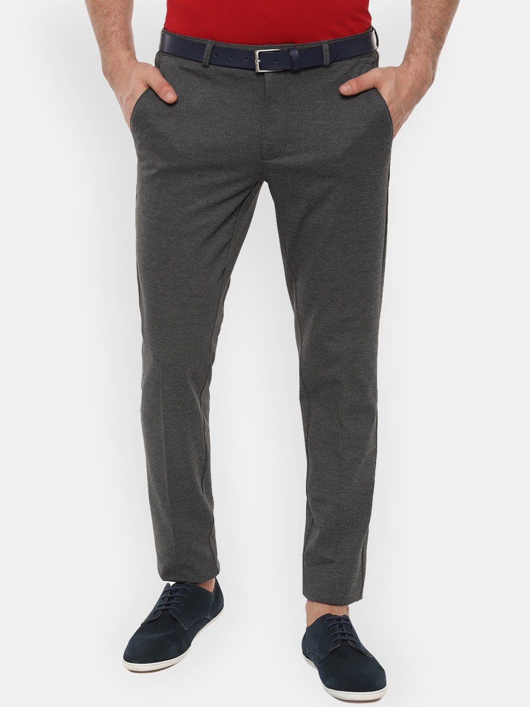 

Van Heusen Sport Men Grey Slim Fit Self Design Regular Trousers