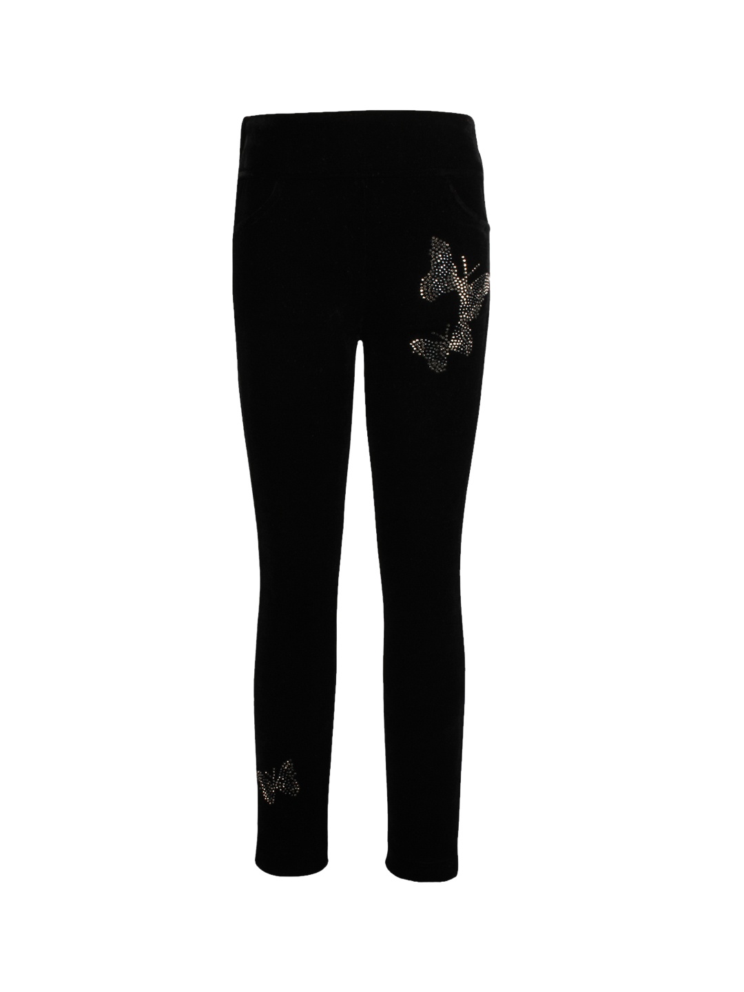 

CUTECUMBER Girls Black Embellished Ankle-Length Leggings