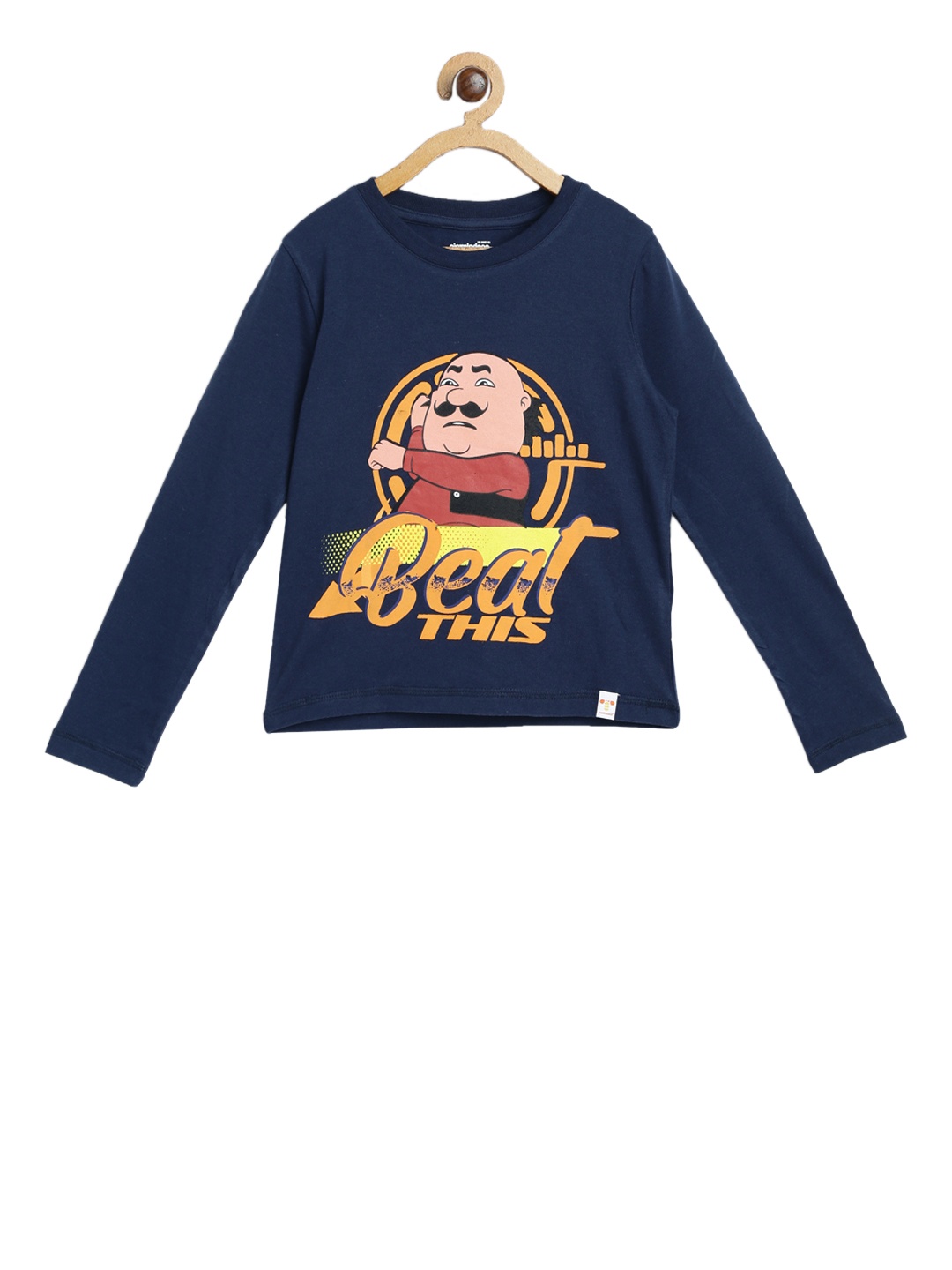 

toothless Boys Blue Motu Patlu Printed Round Neck Pure Cotton T-shirt