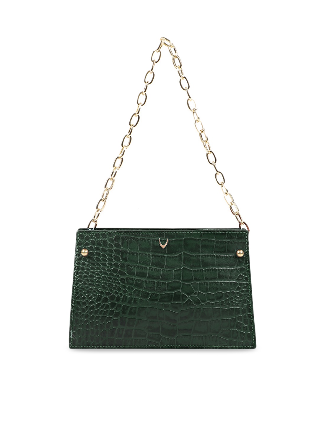 

Hidesign Green Textured Shoulder Croc Textured Leather Bag