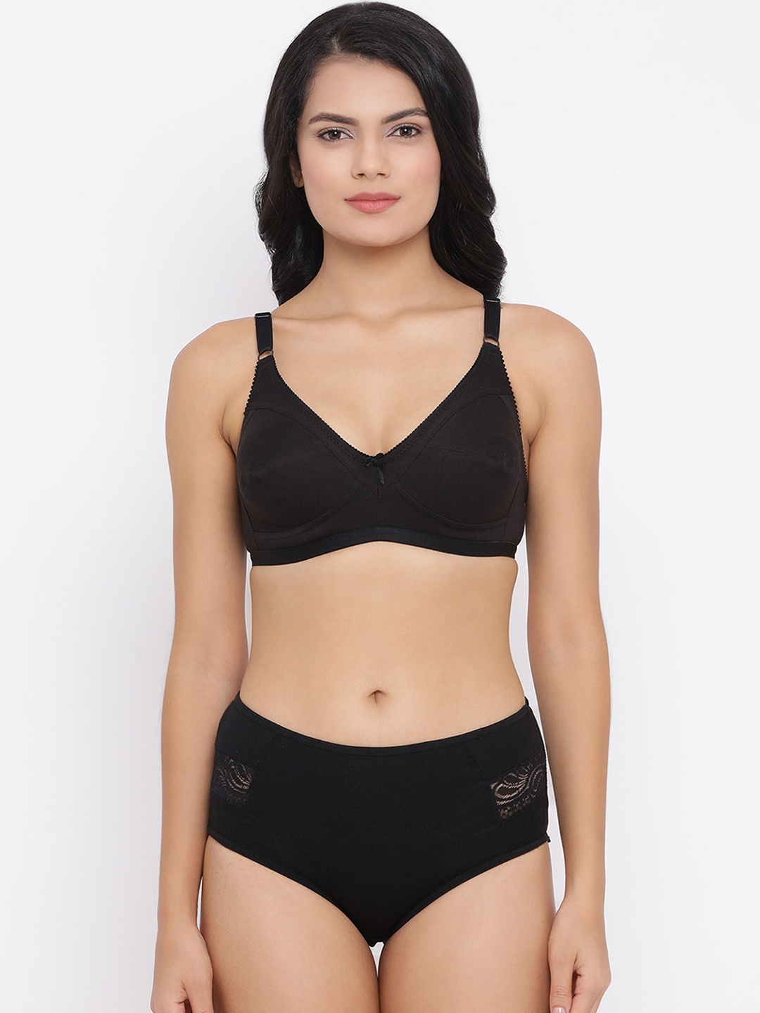 

Clovia Women Black Solid Lingerie Set COMBBP29232B