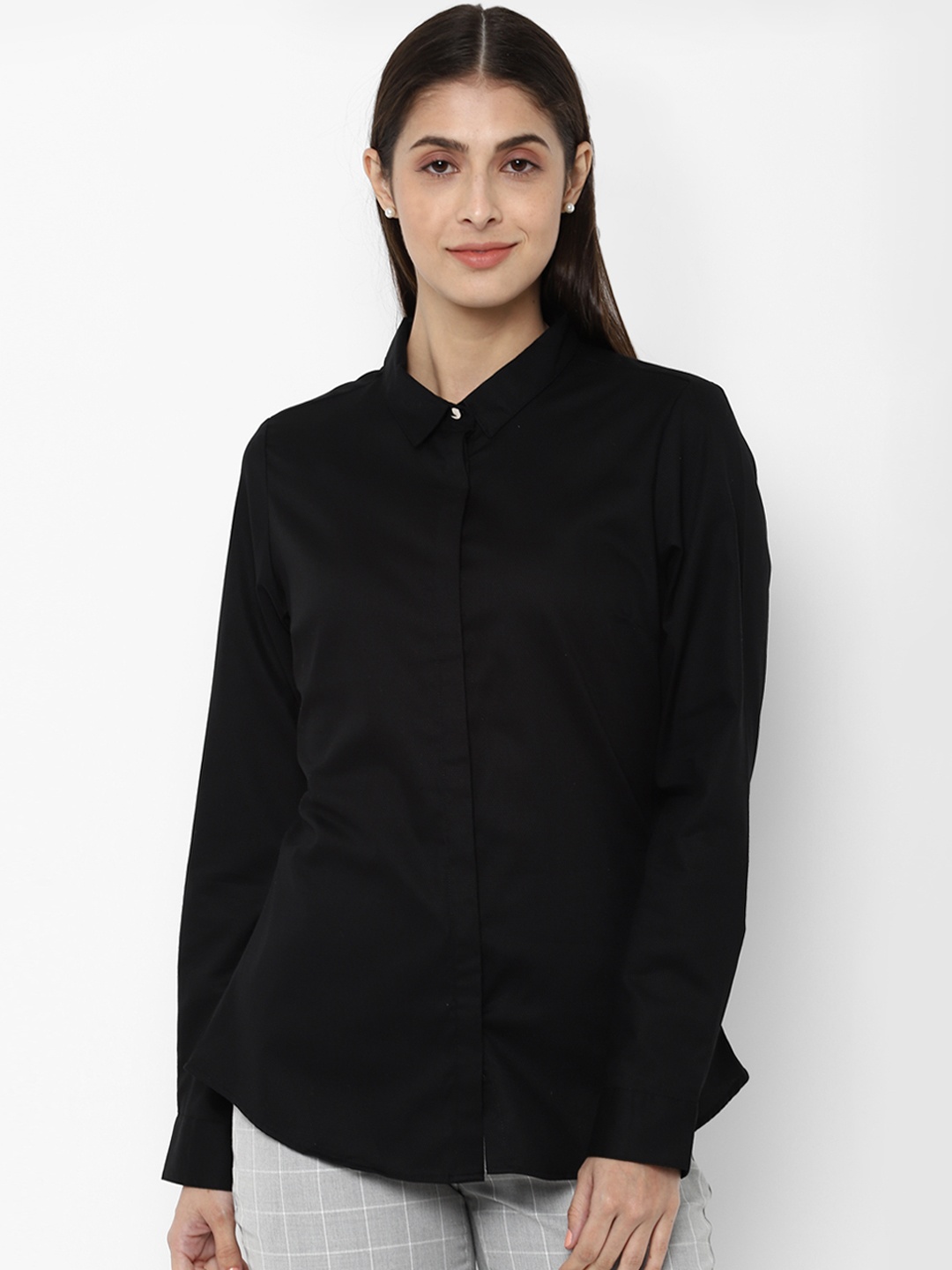 

Allen Solly Woman Black Regular Fit Solid Formal Shirt