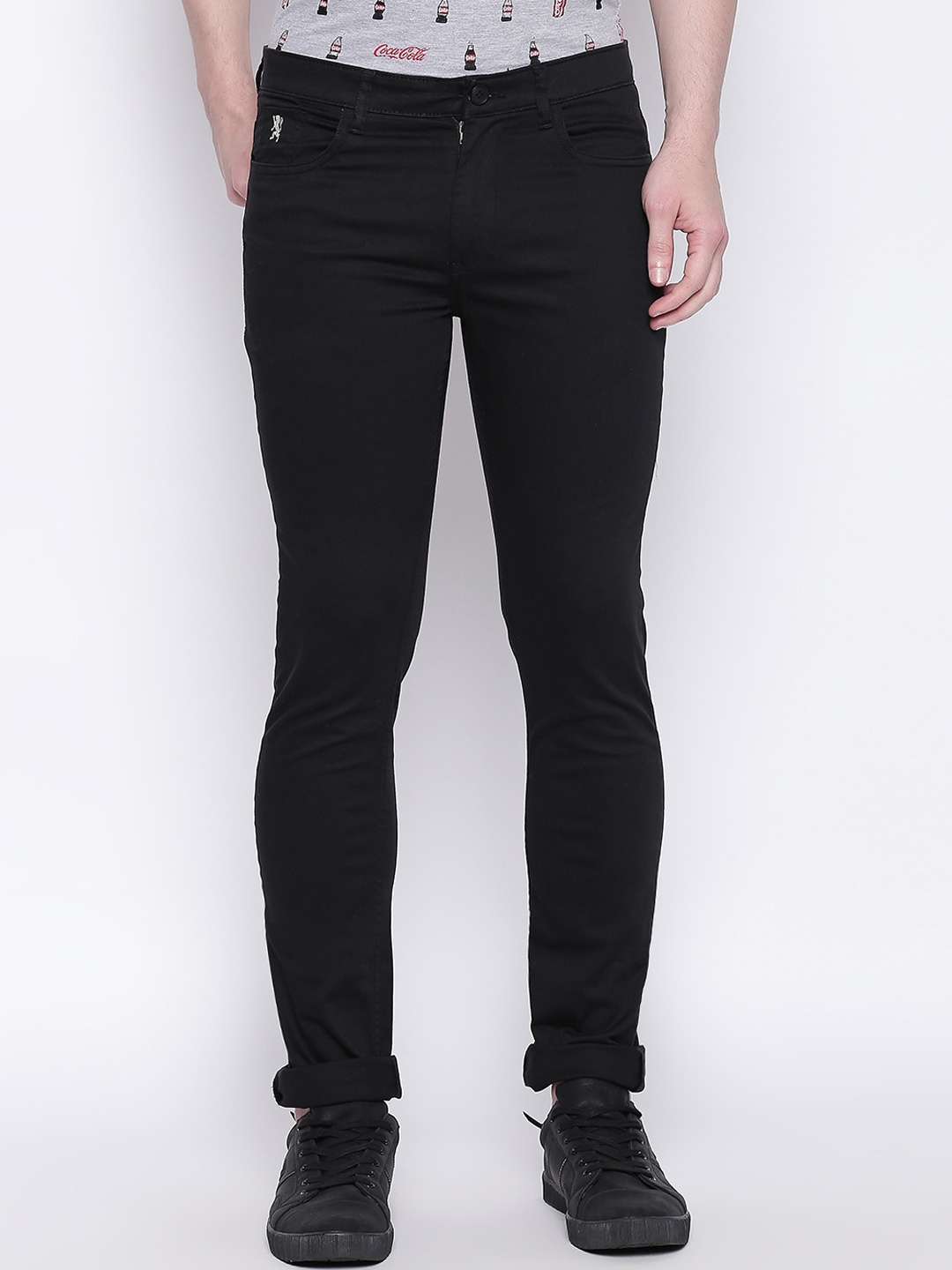 

GIORDANO Men Black Smart Slim Fit Solid Regular Trousers