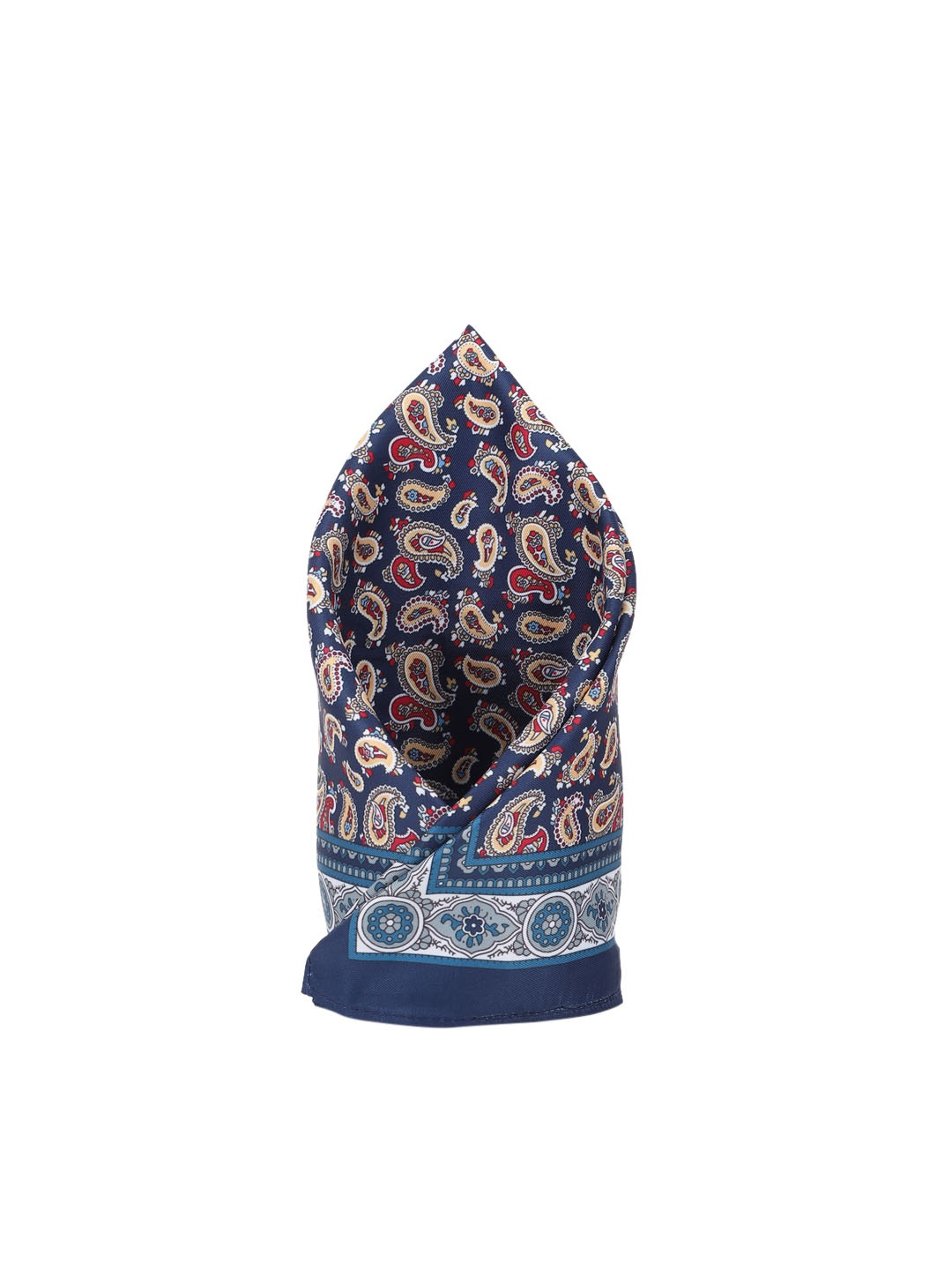 

Peter England Men Navy & Beige Paisley Print Pocket Square, Navy blue