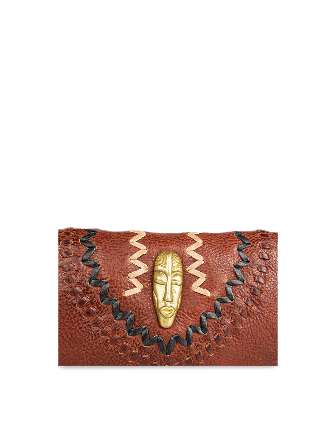 

Hidesign Women Brown Self Design Leather Two Fold Wallet