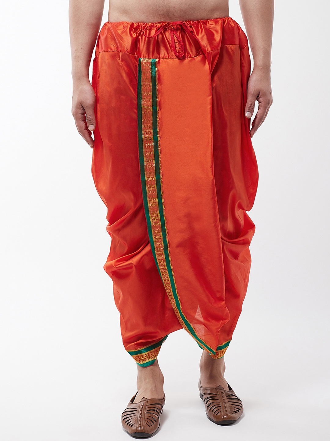 

SOJANYA Men Orange Solid Stitched Dhoti