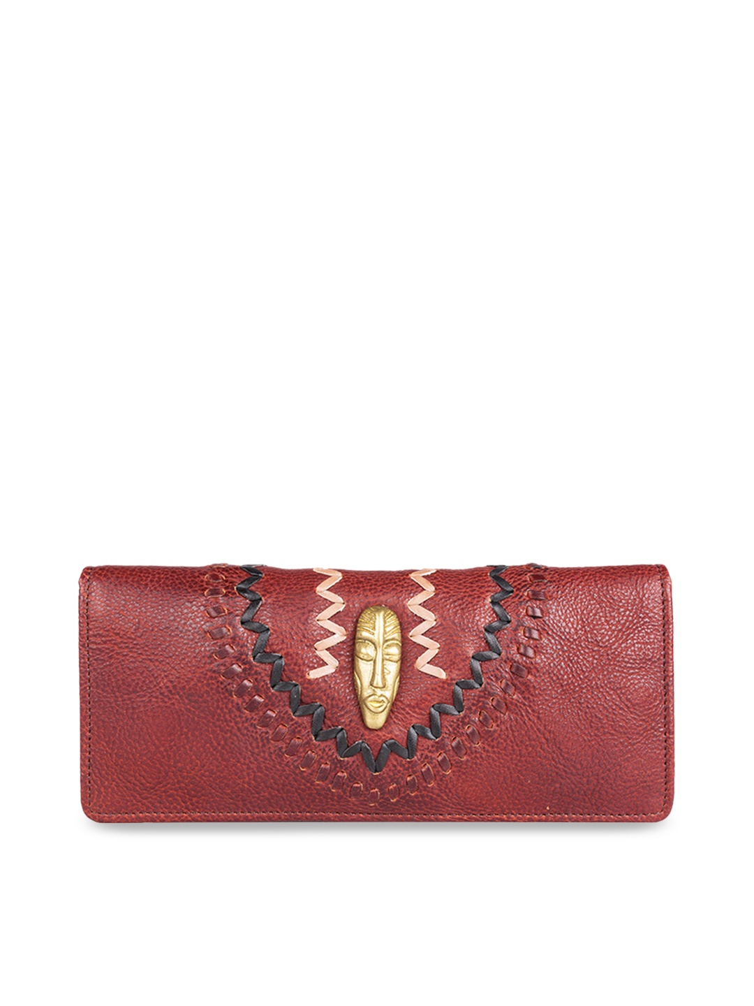 

Hidesign Women Red Self Design Leather Two Fold Wallet