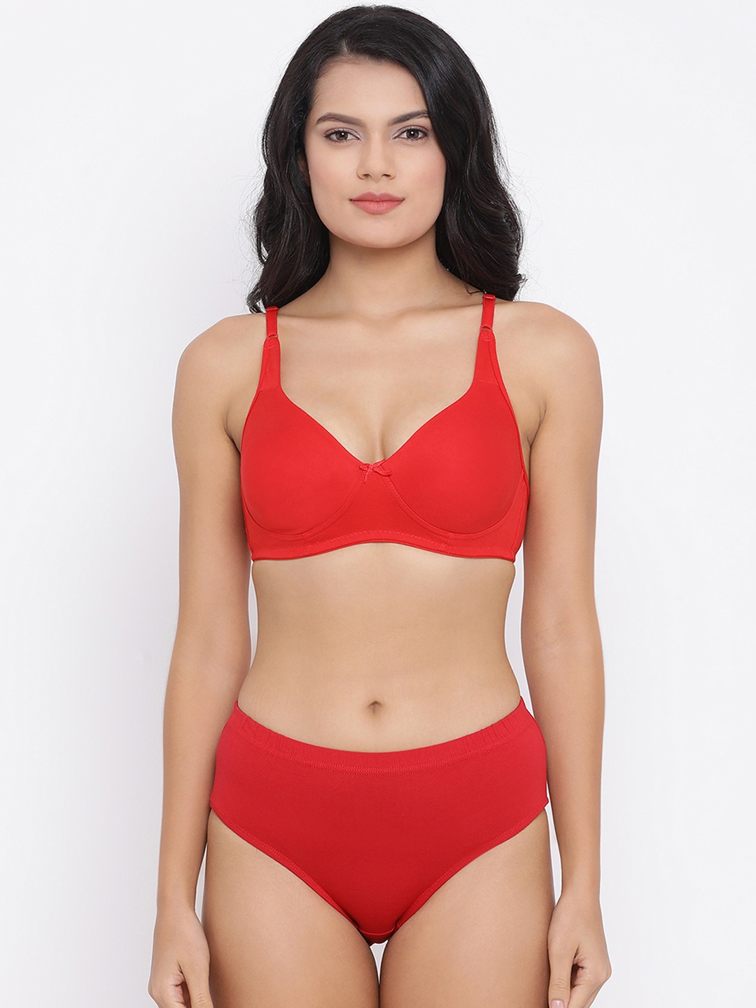 

Clovia Women Red Solid Lingerie Set COMBBP50032B