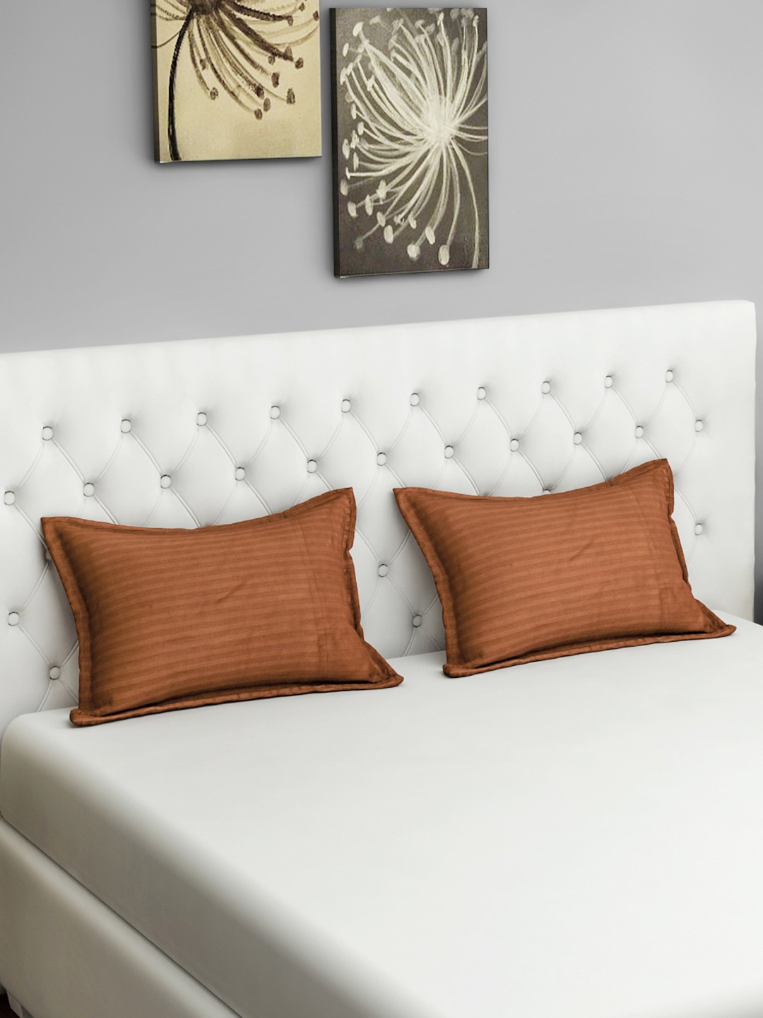 

SWAYAM Set of 2 Brown Striped Sonata Classic Pillow Covers