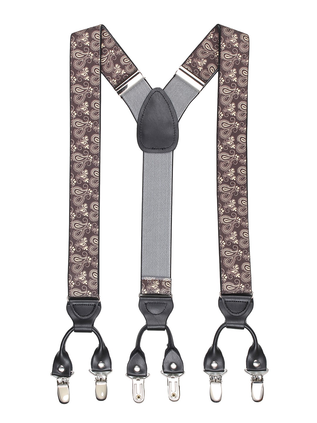 

Alvaro Castagnino Men Brown Paisley Patterned Suspenders