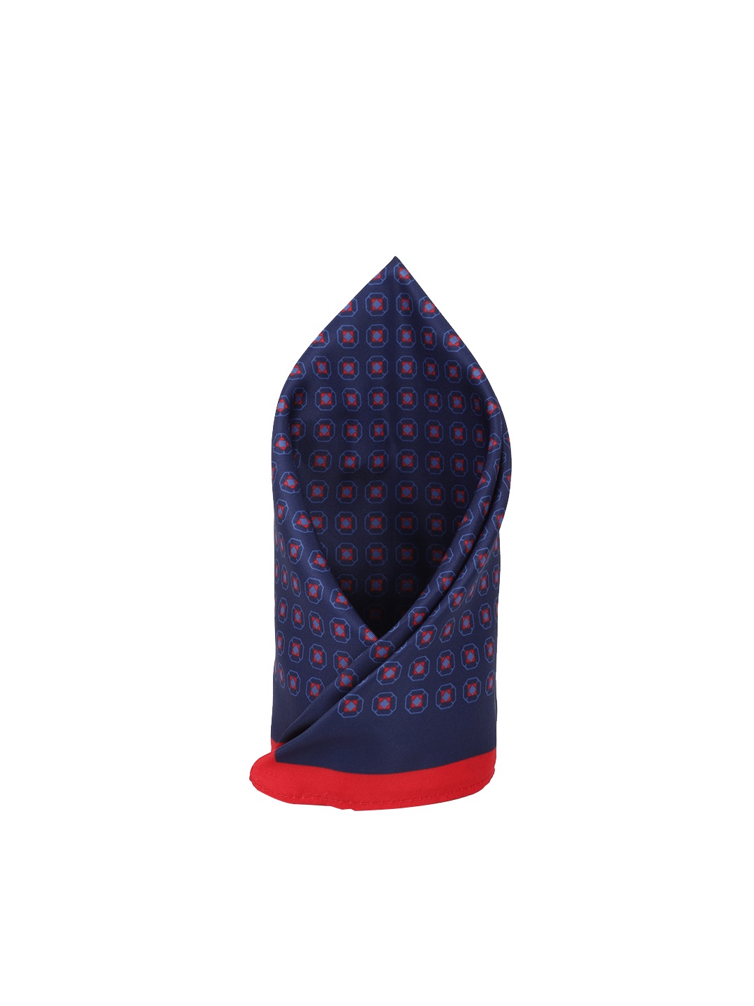 Peter England Men Navy & Red Printed Pocket Square, Navy blue