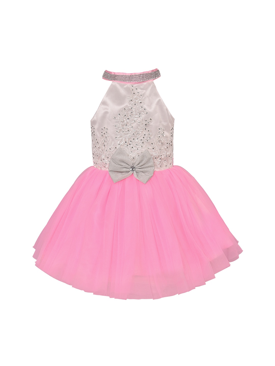 

Wish Karo Girls Pink Embellished Fit and Flare Dress