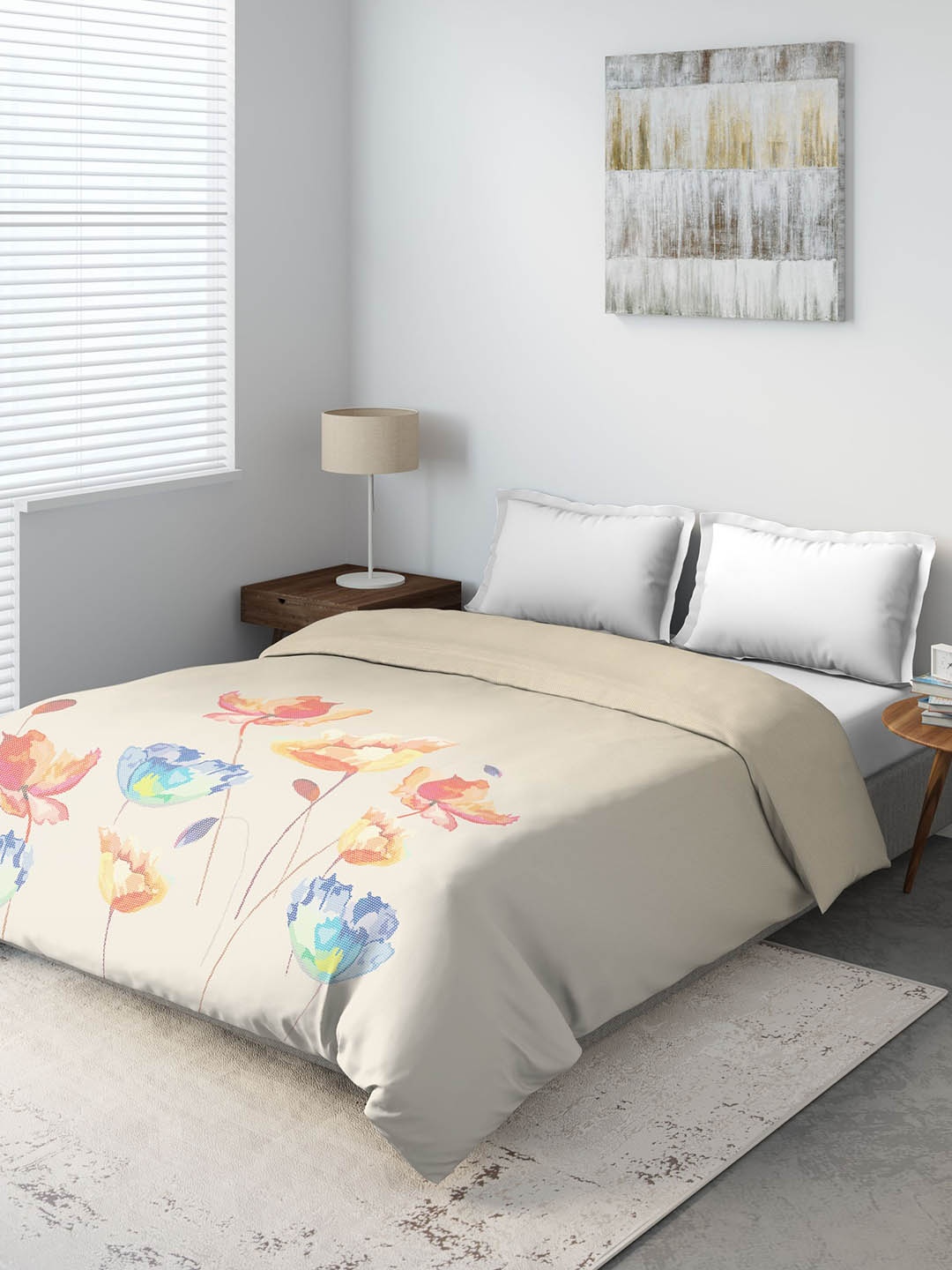 

DDecor Beige & Orange Floral Mild Winter 150 GSM Double Bed Comforter