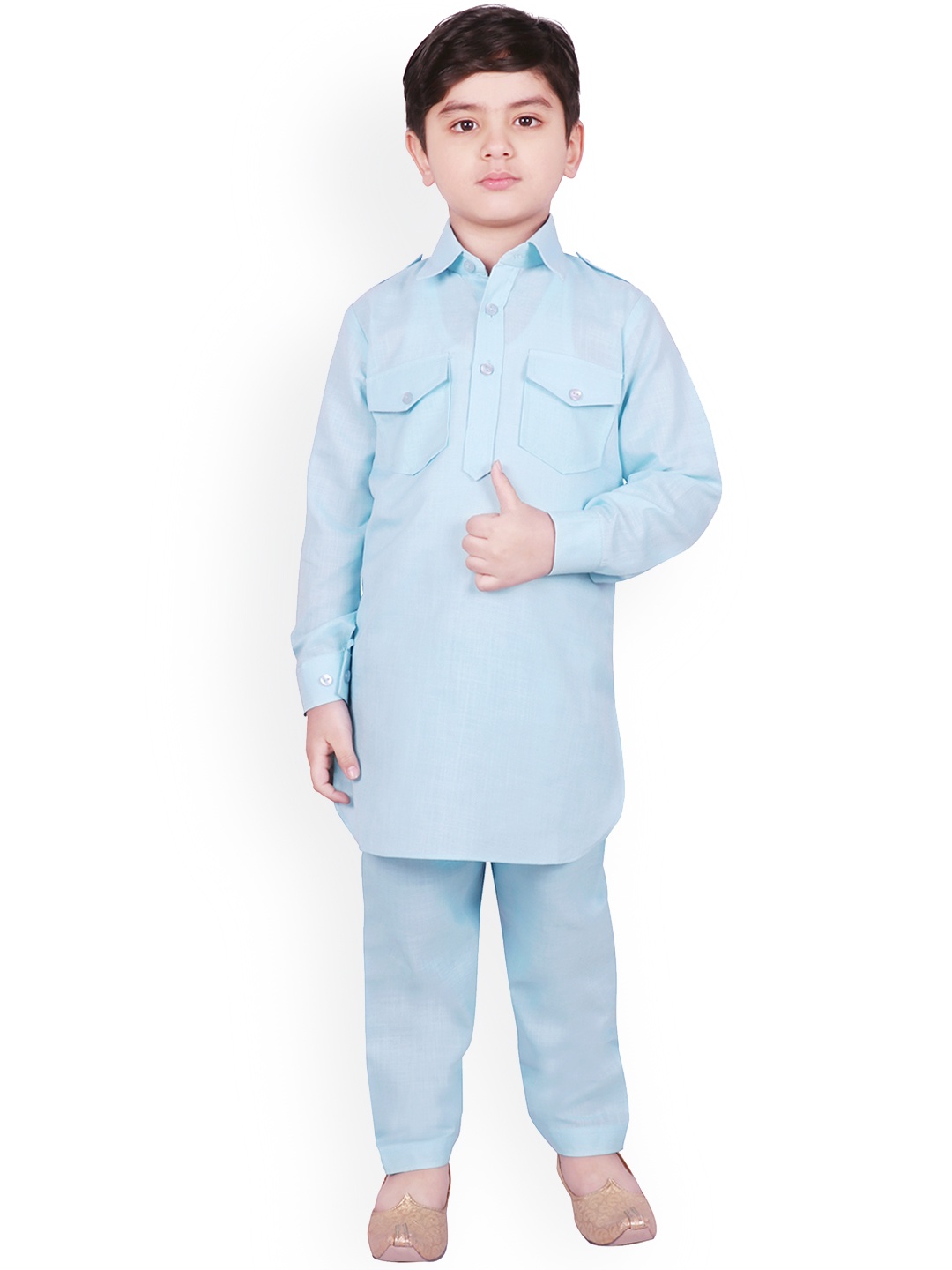 

SG YUVRAJ Boys Blue Solid Kurta with Pyjamas