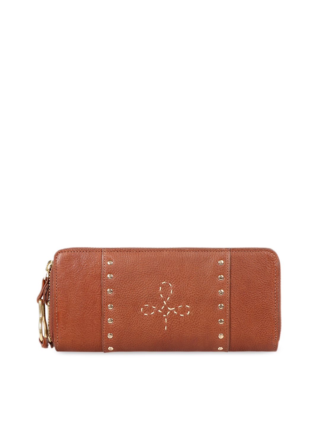 

Hidesign Women Tan Brown Solid Leather Zip Around Wallet