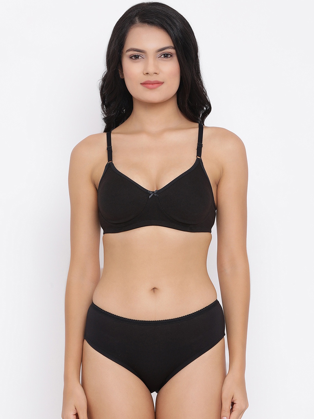 

Clovia Women Black Solid Lingerie Set COMBBP21632B