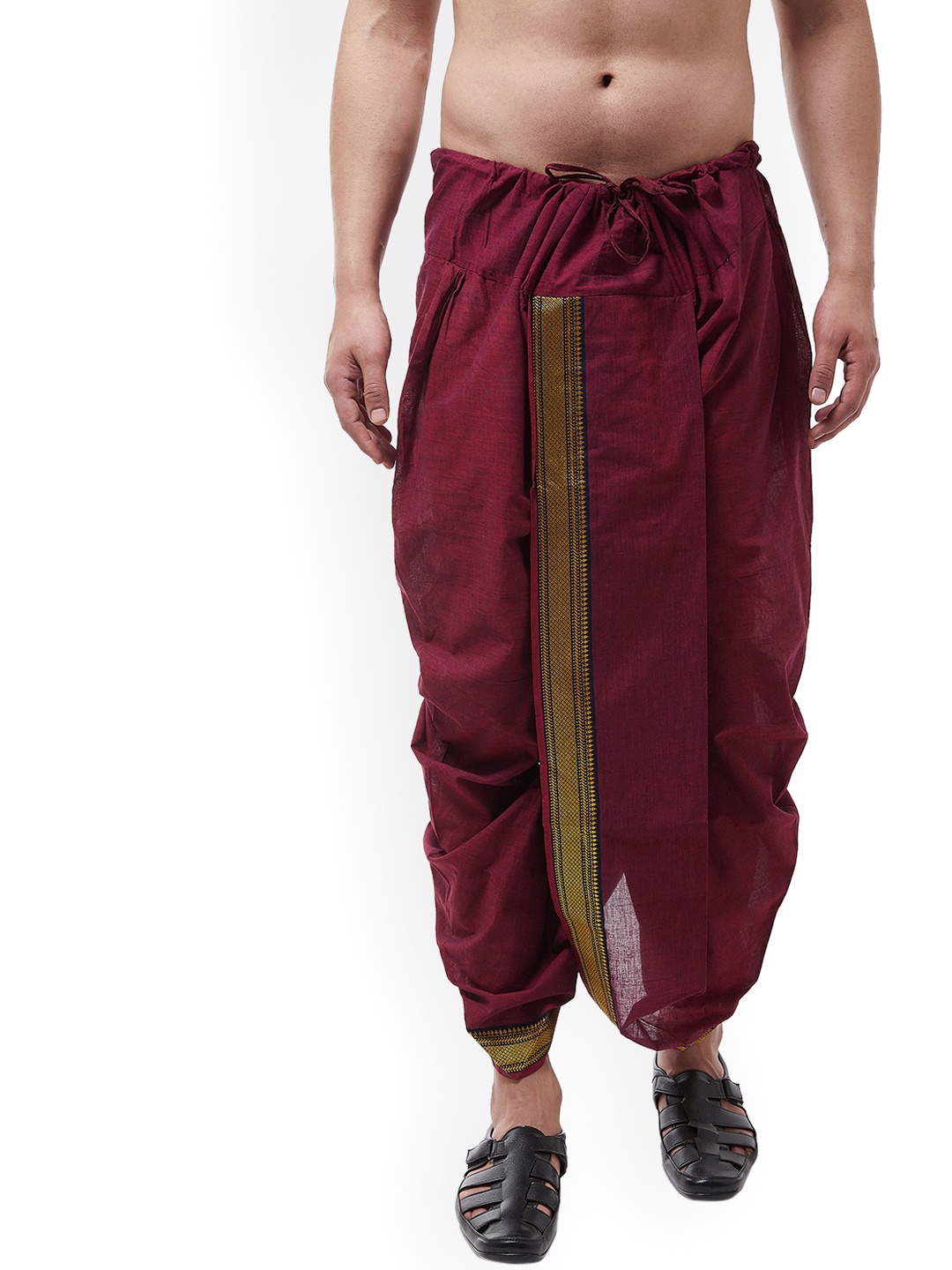 

SOJANYA Men Maroon Solid Stitched Dhoti
