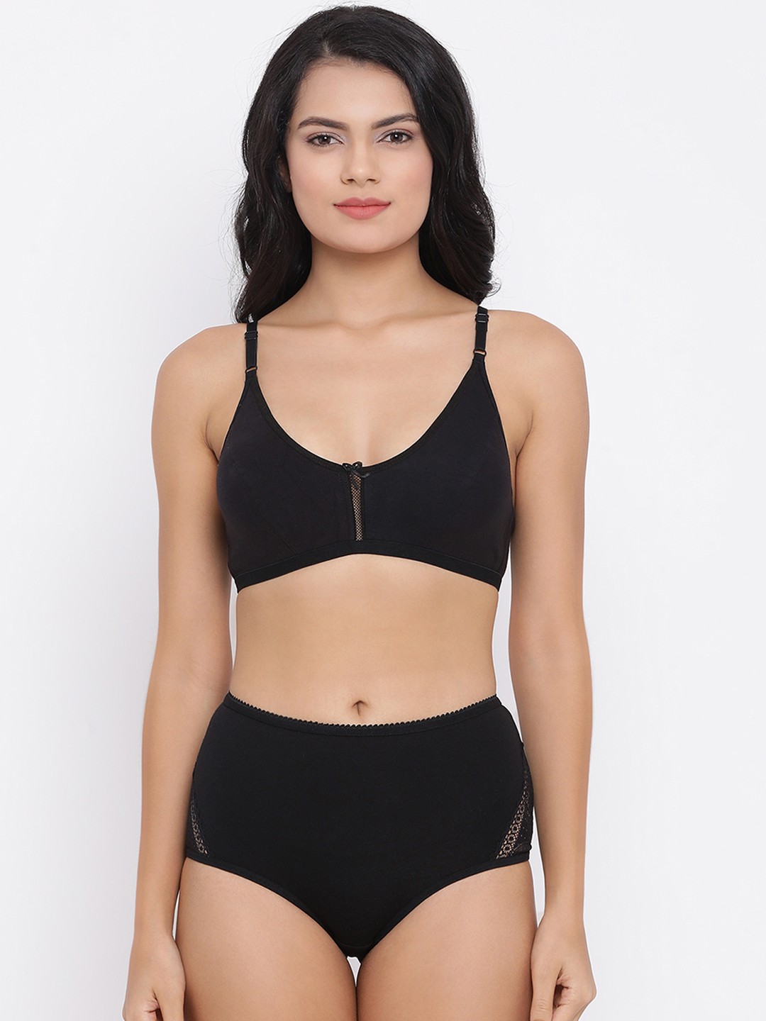 

Clovia Women Black Solid Lingerie Set COMBBP92332B