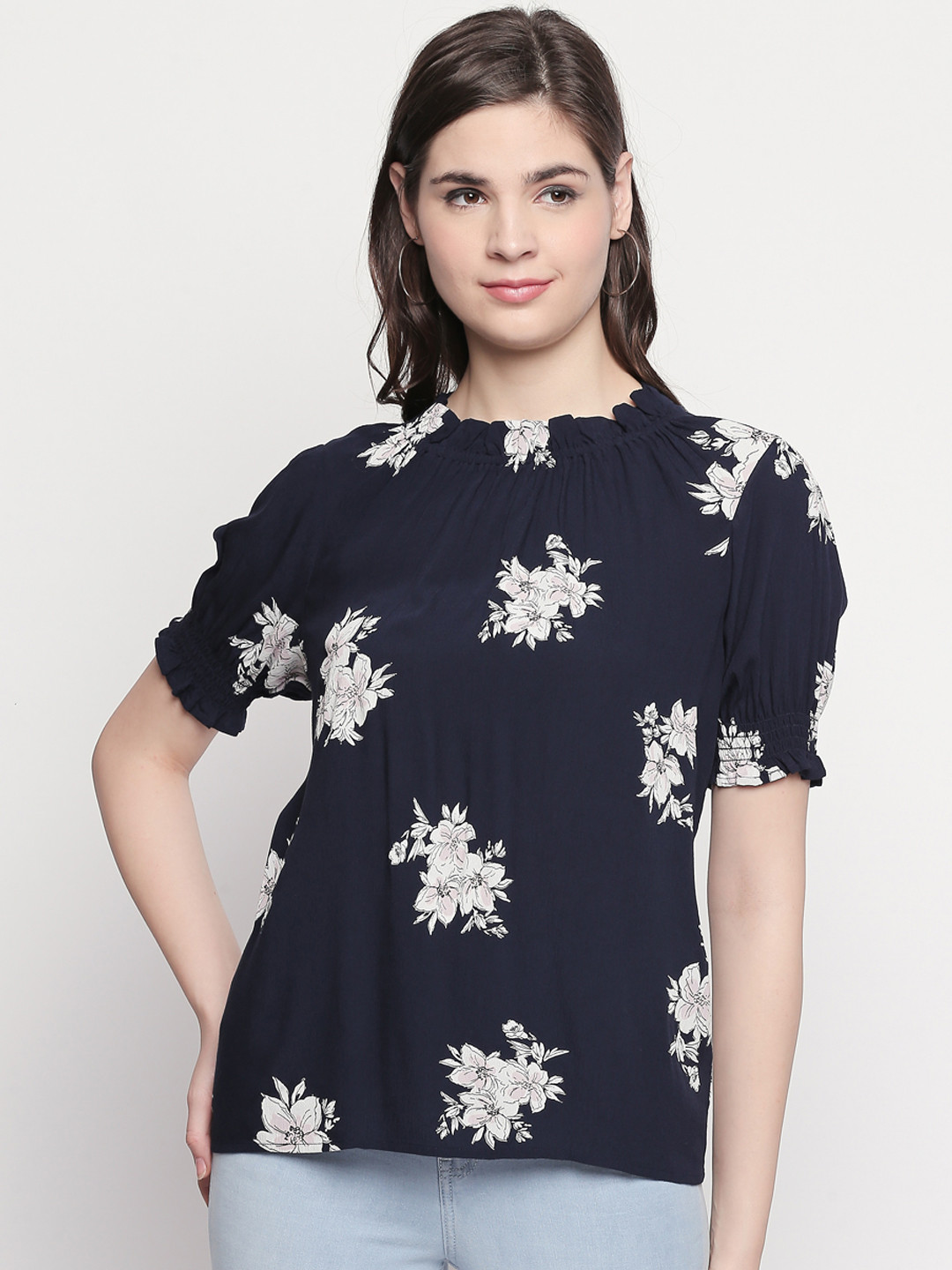 

Honey by Pantaloons Women Navy Blue Printed Top