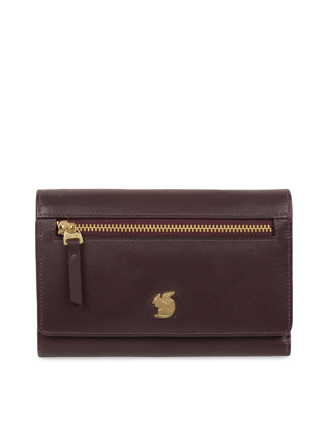 

PURE LUXURIES LONDON Women Burgundy Solid Leather Three Fold Wallet