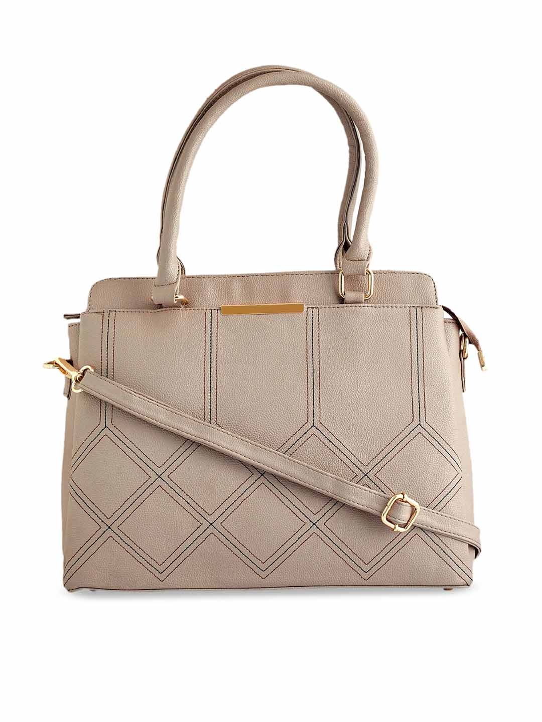 

LEGAL BRIBE Beige Striped Handheld Bag