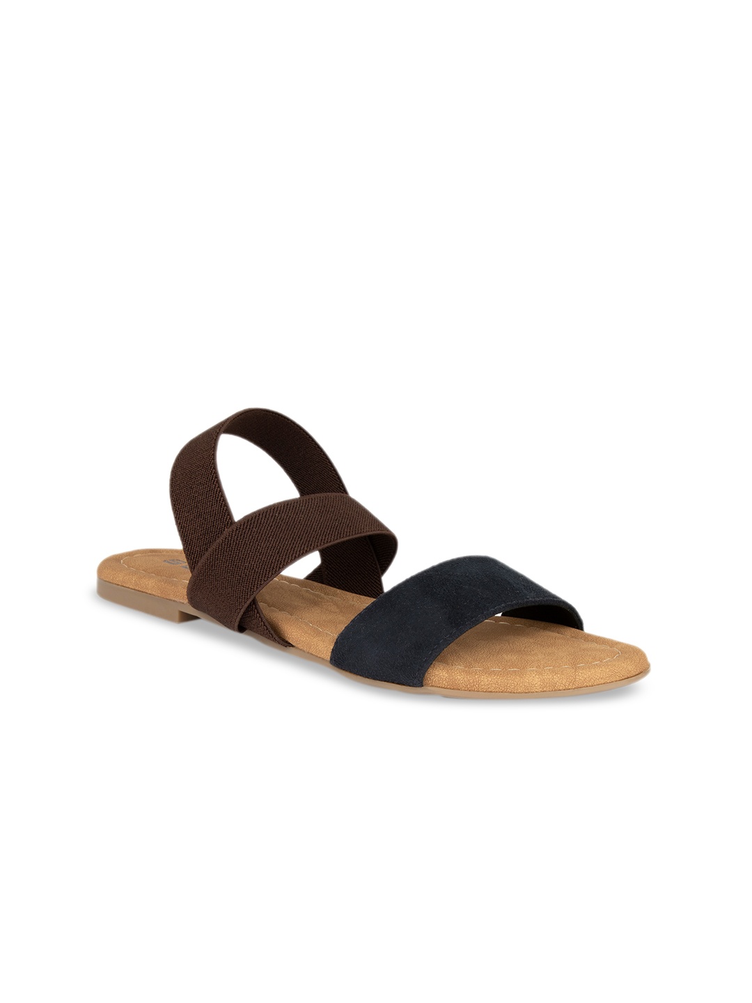 

SOLES Women Blue & Brown Solid Open Toe Flats