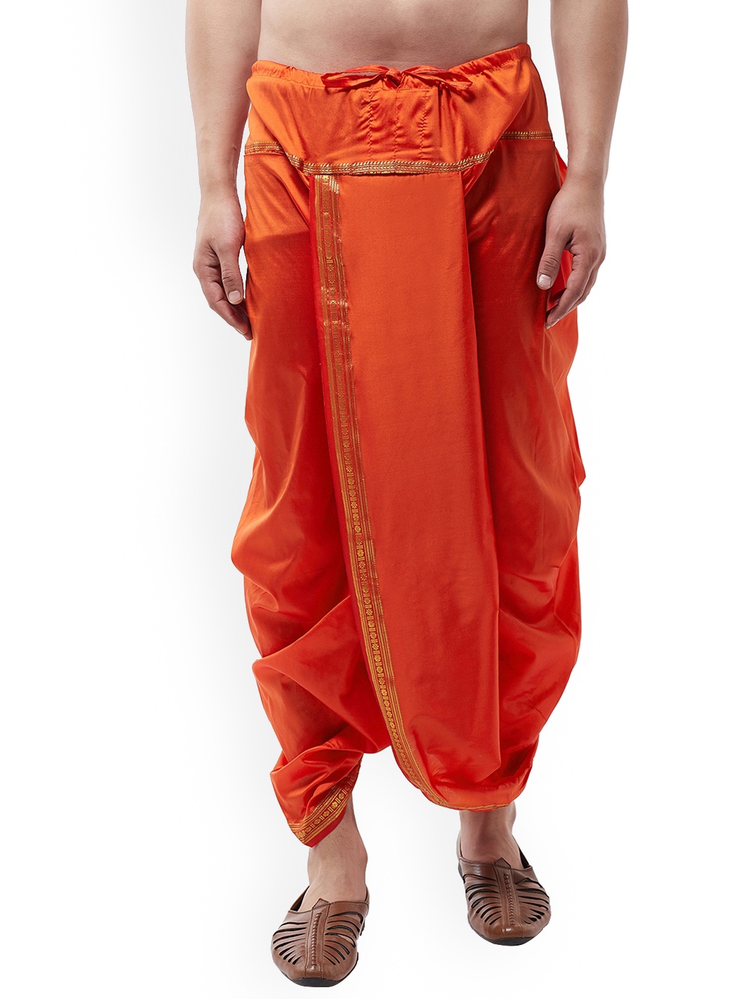 

SOJANYA Men Orange Solid Stitched Dhoti
