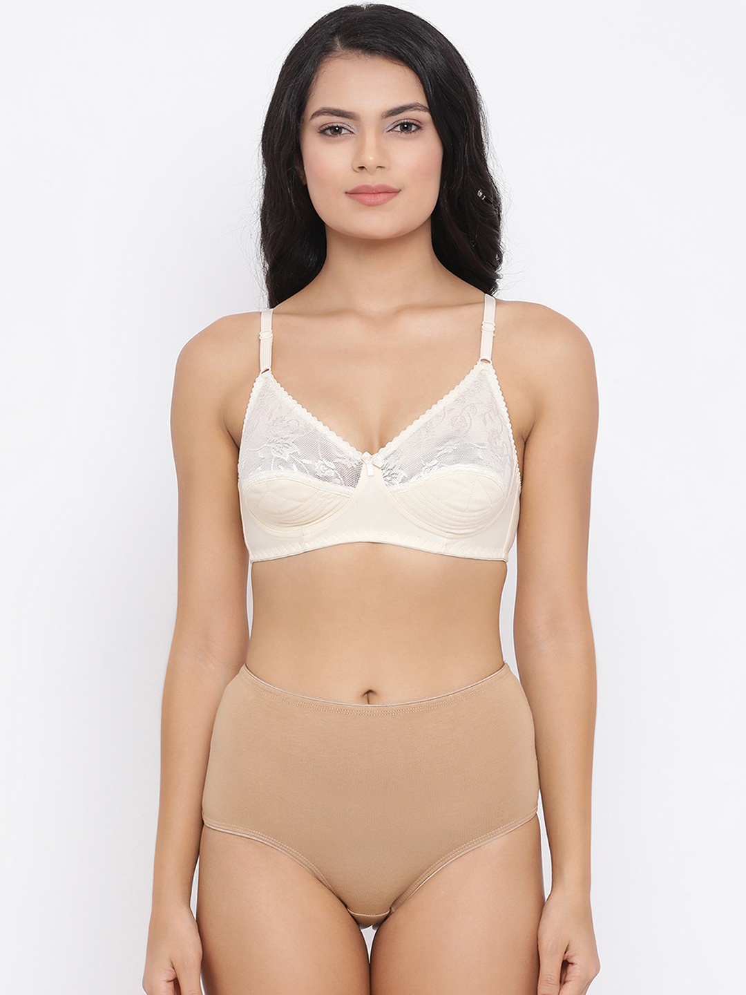 

Clovia Women Beige & Nude-Coloured Solid Lingerie Set COMBBP85932B