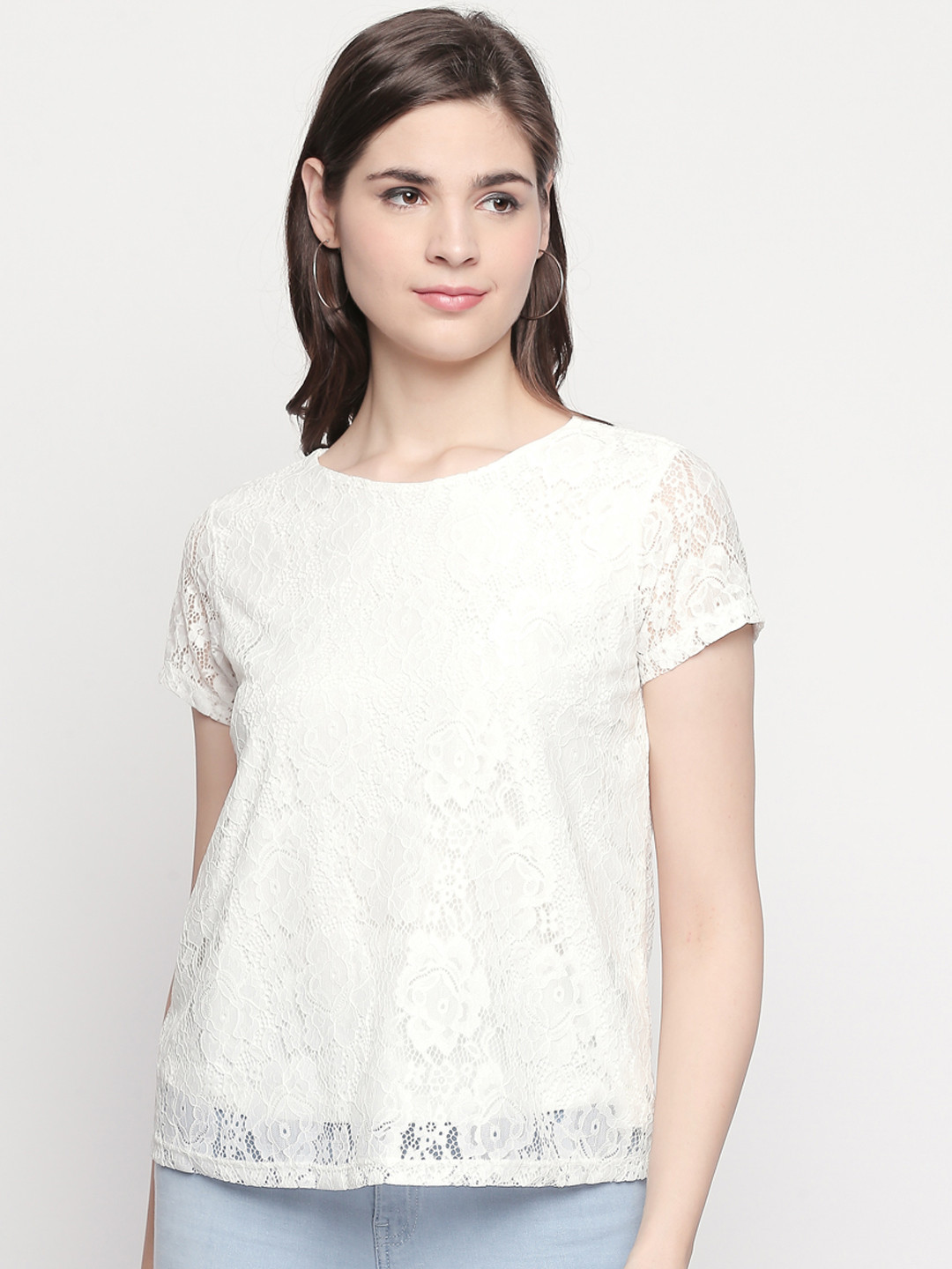 

Honey by Pantaloons Women White Self Design Top