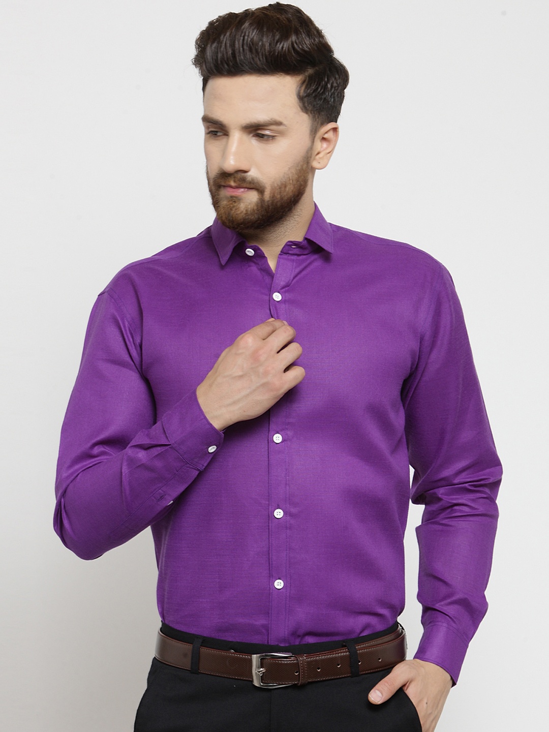

JAINISH Men Purple Classic Regular Fit Solid Formal Shirt
