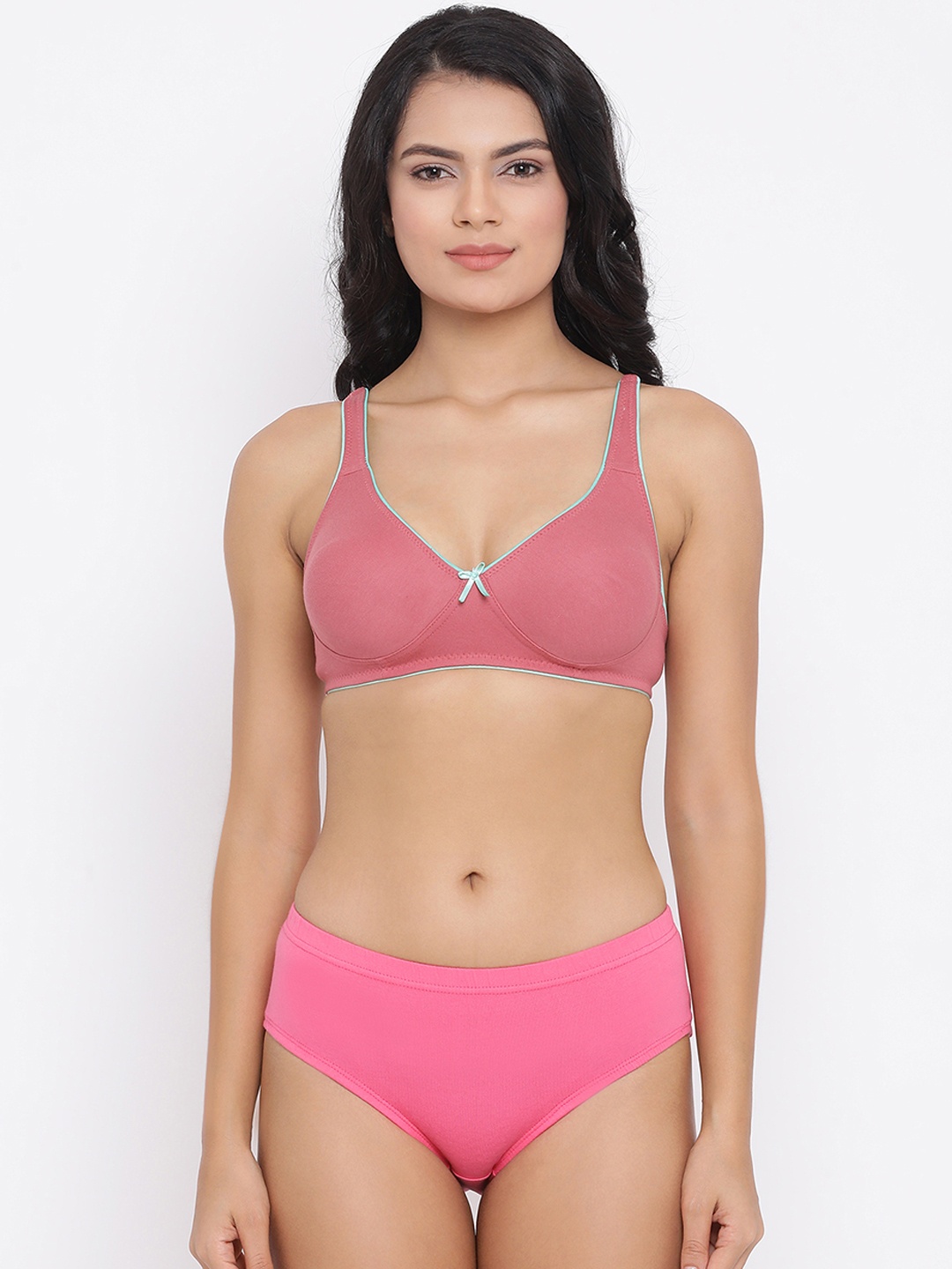 

Clovia Women Pink Solid Lingerie Set COMBBP48532B