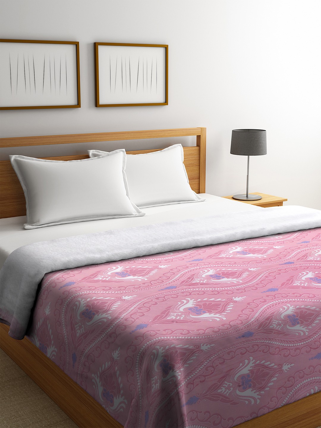 

KLOTTHE Pink Ethnic Motifs AC Room 450 GSM Double Bed Comforter