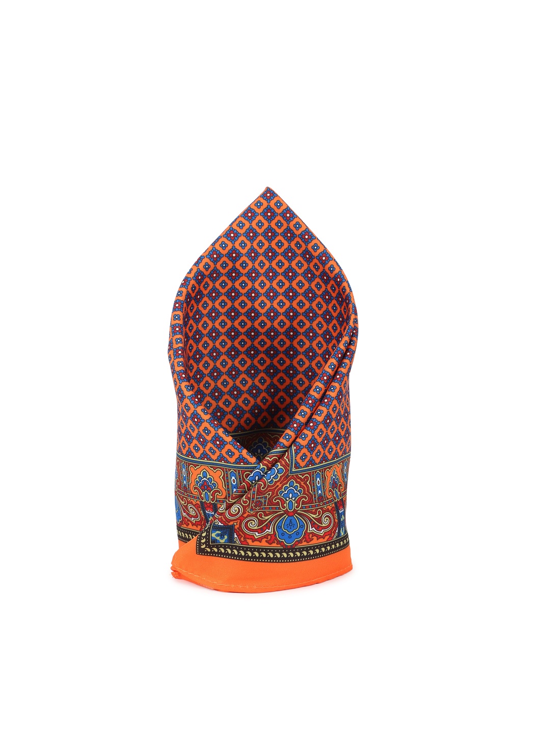 

Peter England Men Orange & Blue Printed Pocket Square