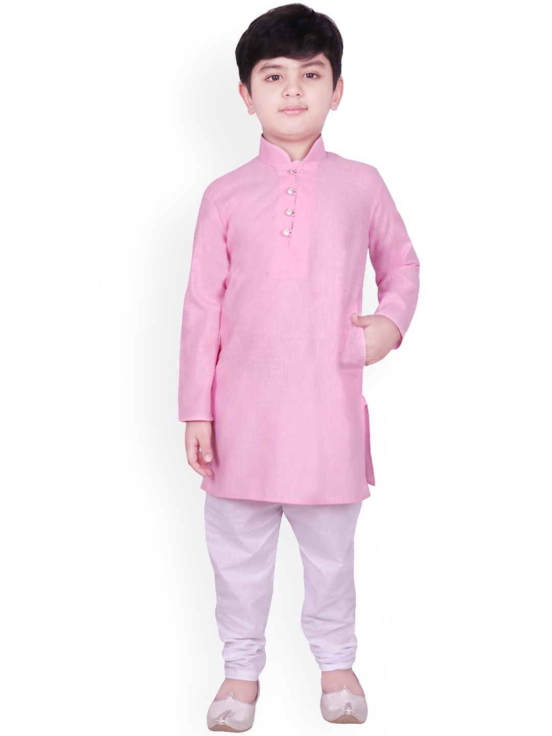 

SG YUVRAJ Boys Pink & Lavender Solid Kurta with Pyjamas