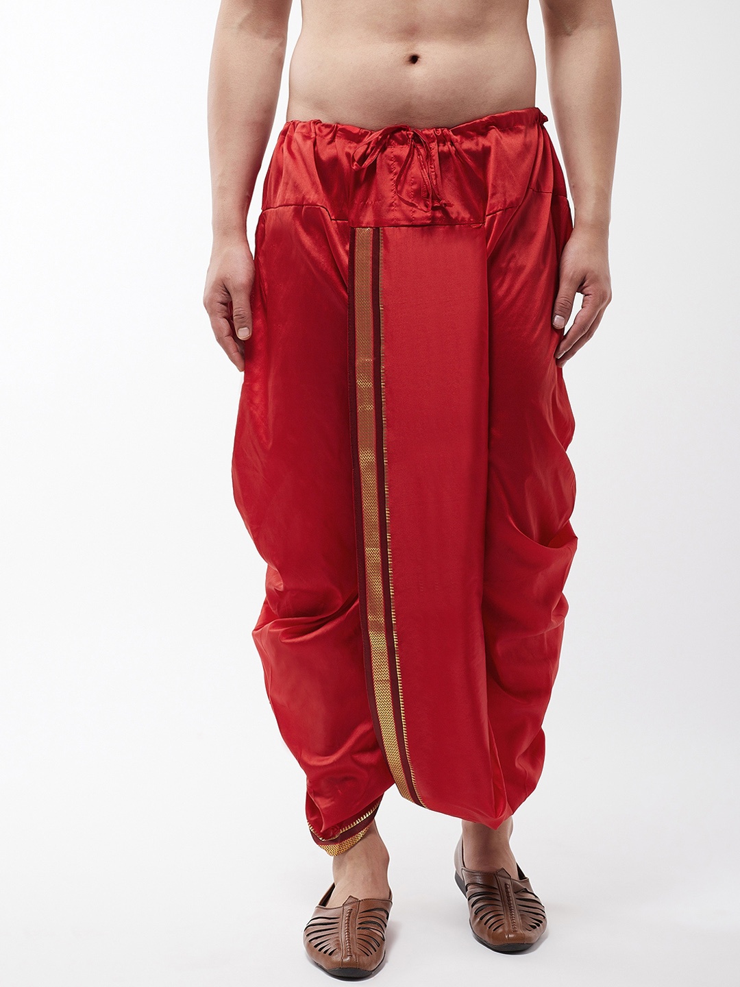 

SOJANYA Men Maroon Solid Stitched Dhoti