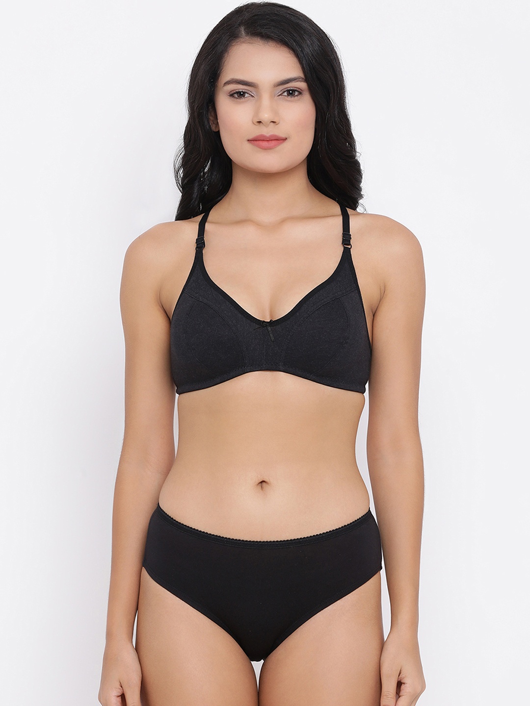 

Clovia Women Black Solid Lingerie Set COMBBP98732B