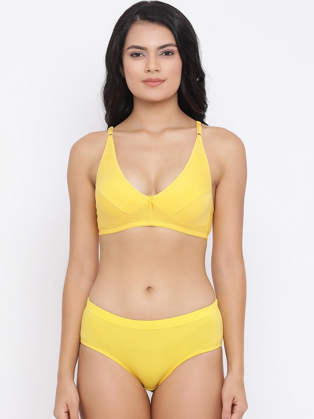 

Clovia Women Yellow Solid Lingerie Set COMBBP78232B