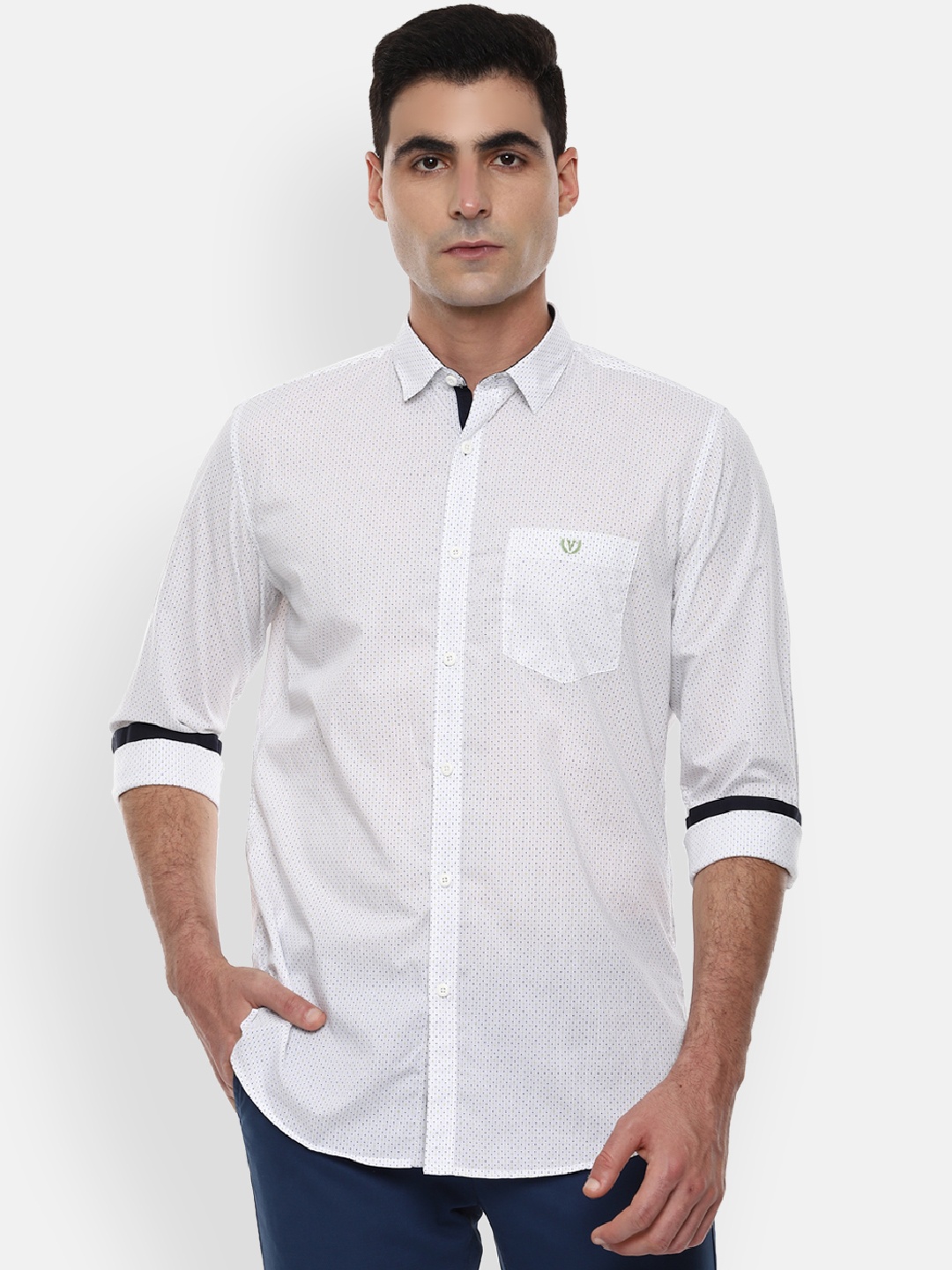 

Van Heusen Sport Men White Slim Fit Printed Casual Shirt