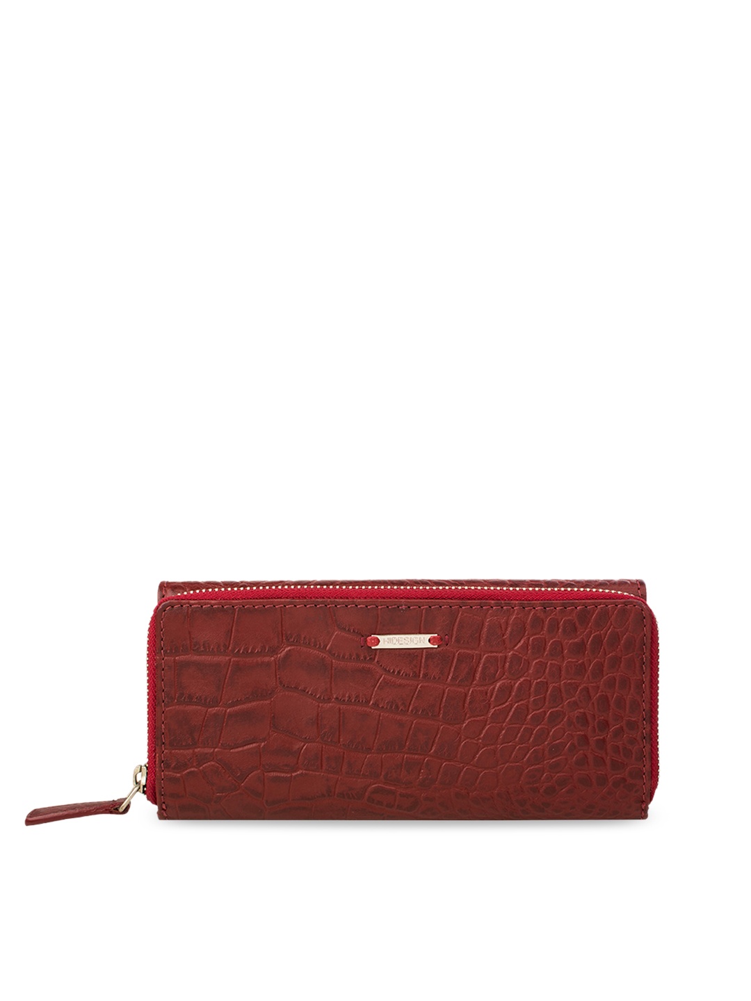 

Hidesign Women Red Textured Leather Three Fold Wallet