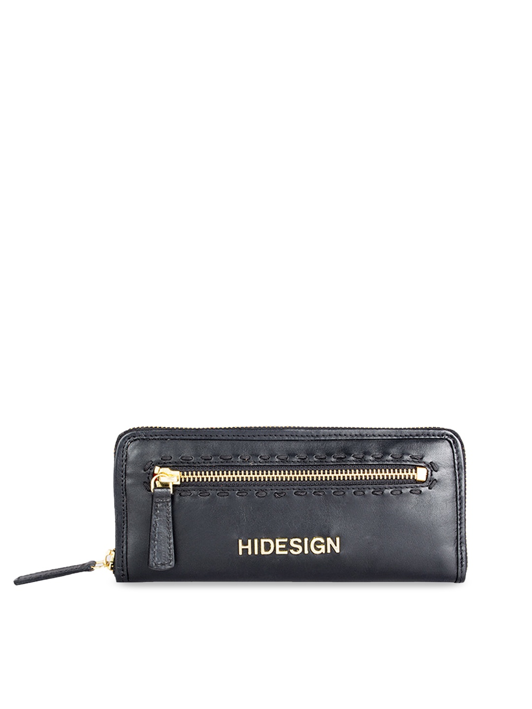

Hidesign Women Black Solid Zip Around Leather Wallet