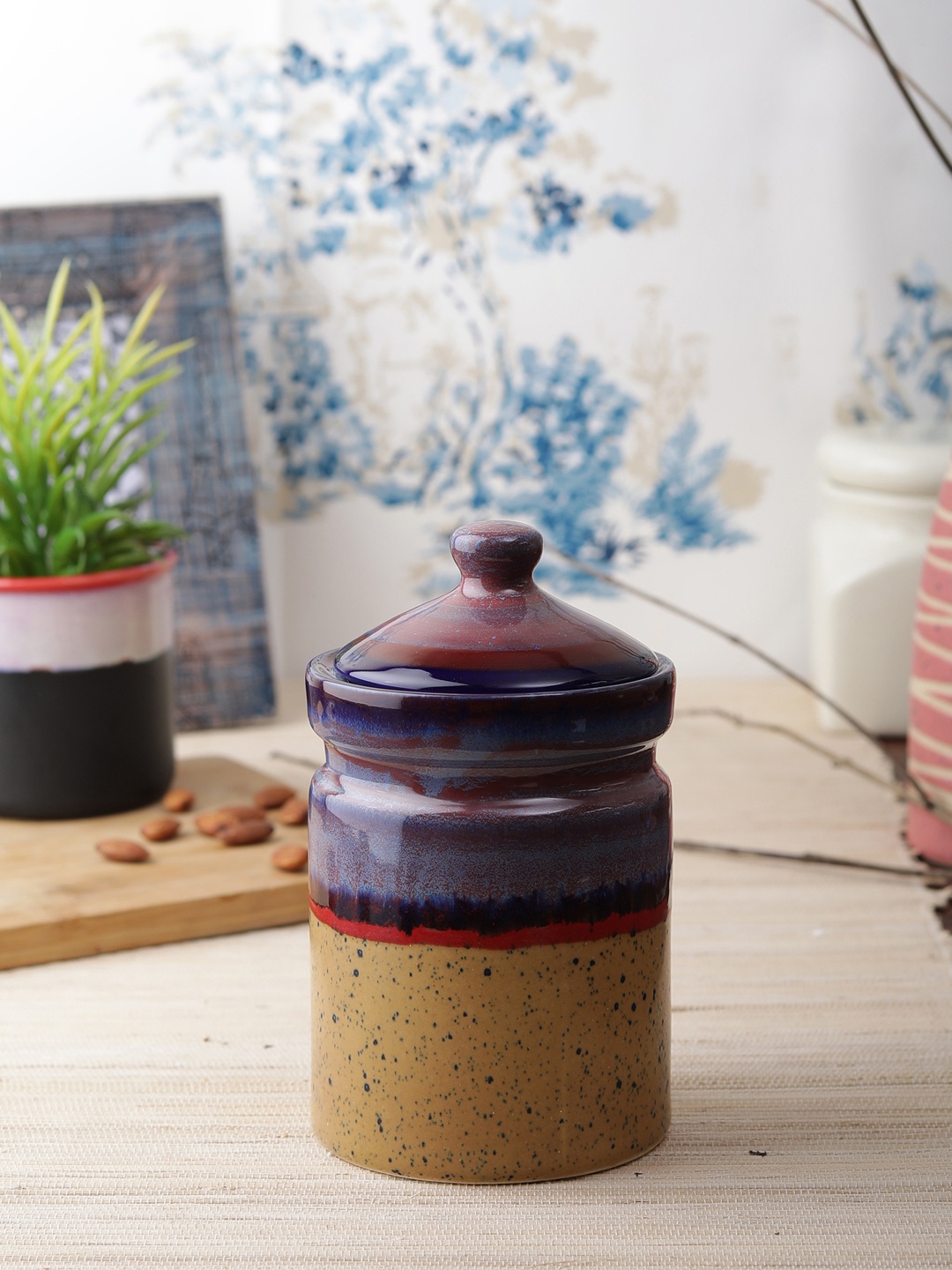 

VarEesha Purple & Mustard Yellow Ceramic Food Container 750 ml